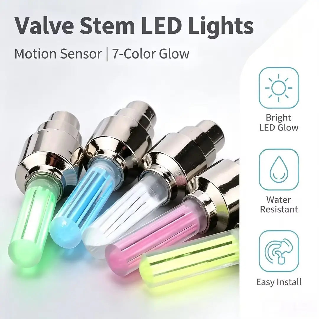 Waterproof LED Valve Stem Lights | Neon Wheel Glow for Cars, Bikes & Scooters