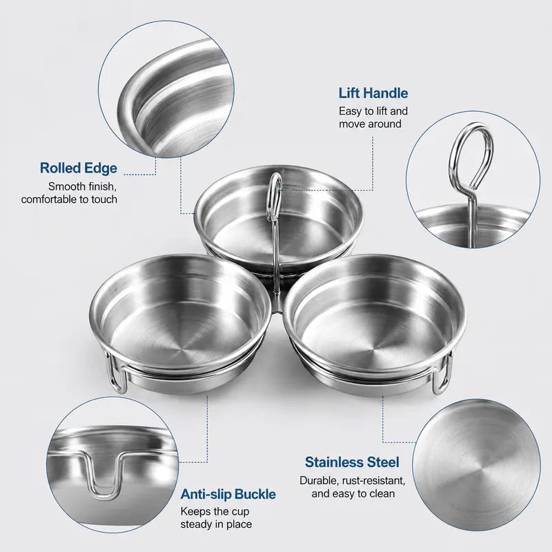 EggNest 3-Cavity Stainless Steel Poacher – Steaming Mold with Handle