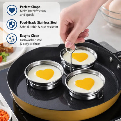 EggNest 3-Cavity Stainless Steel Poacher – Steaming Mold with Handle